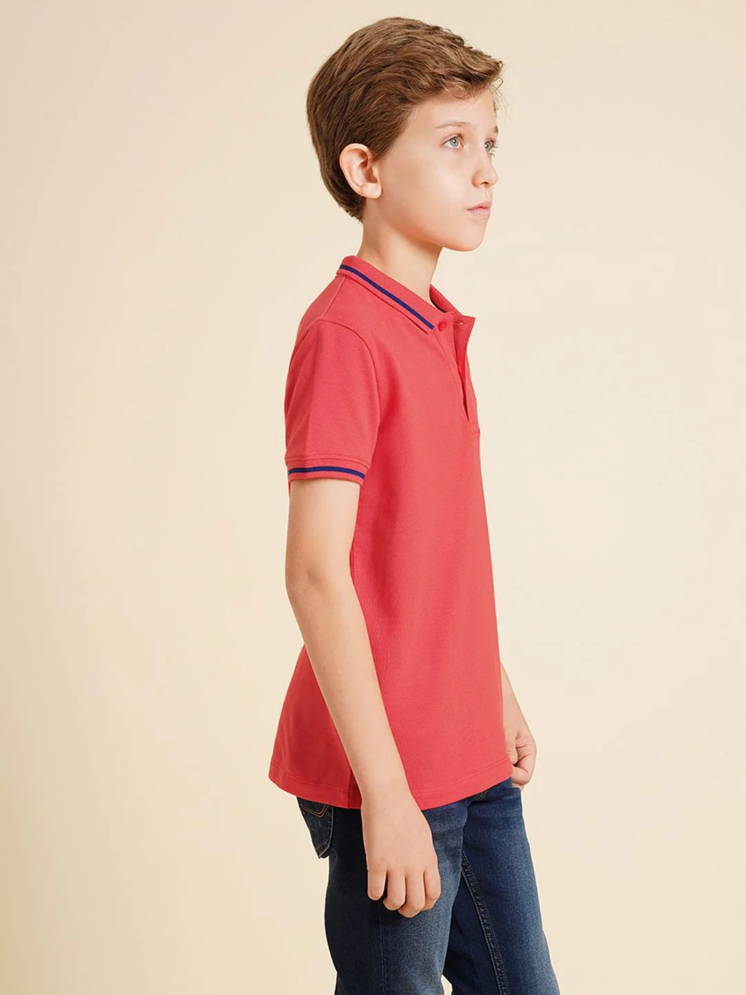 Boys Pink Pique Cotton Polo - Image 3