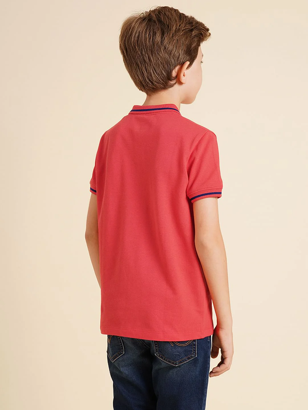 Boys Pink Pique Cotton Polo - Image 4