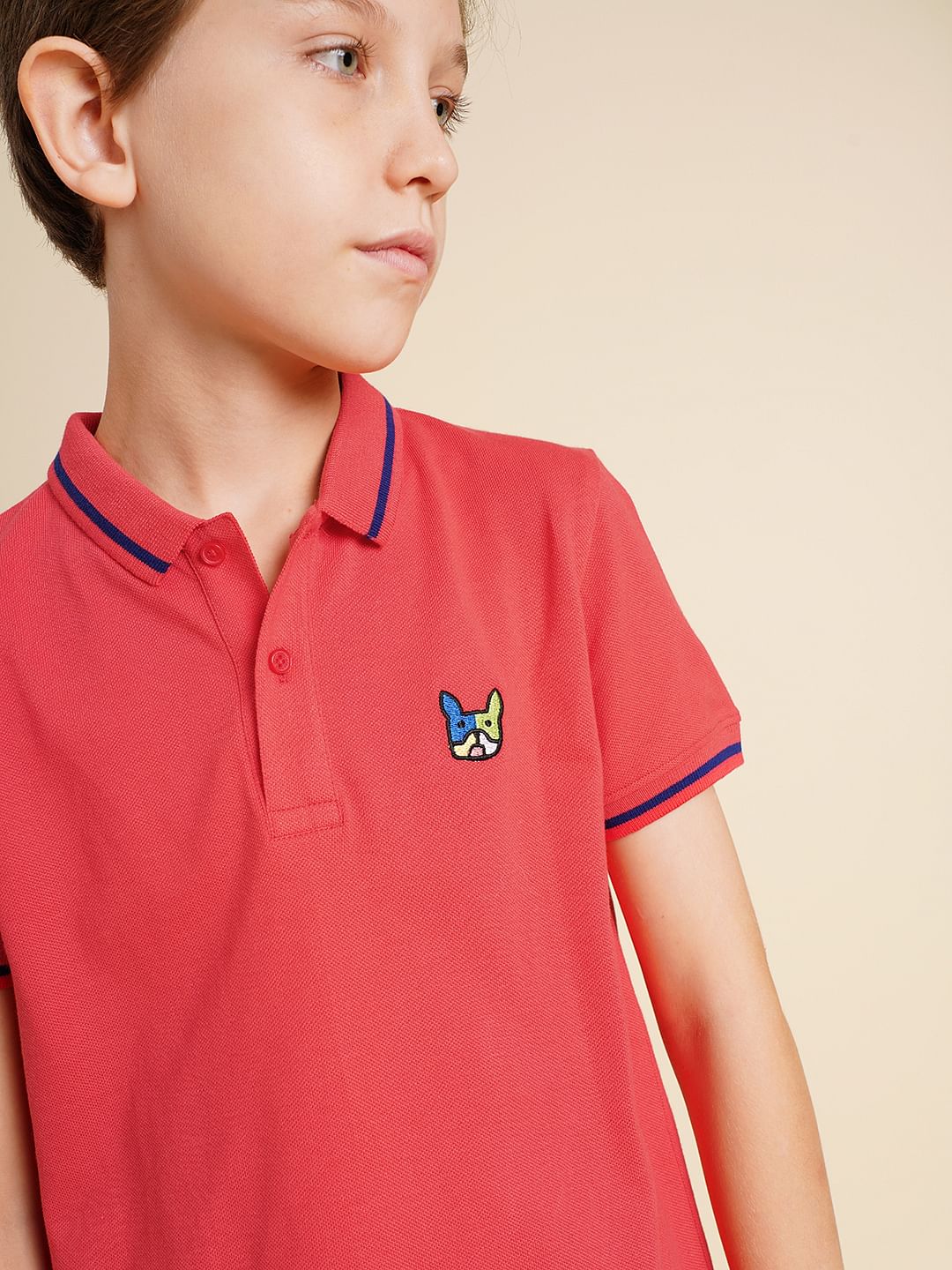 Boys Pink Pique Cotton Polo - Image 6