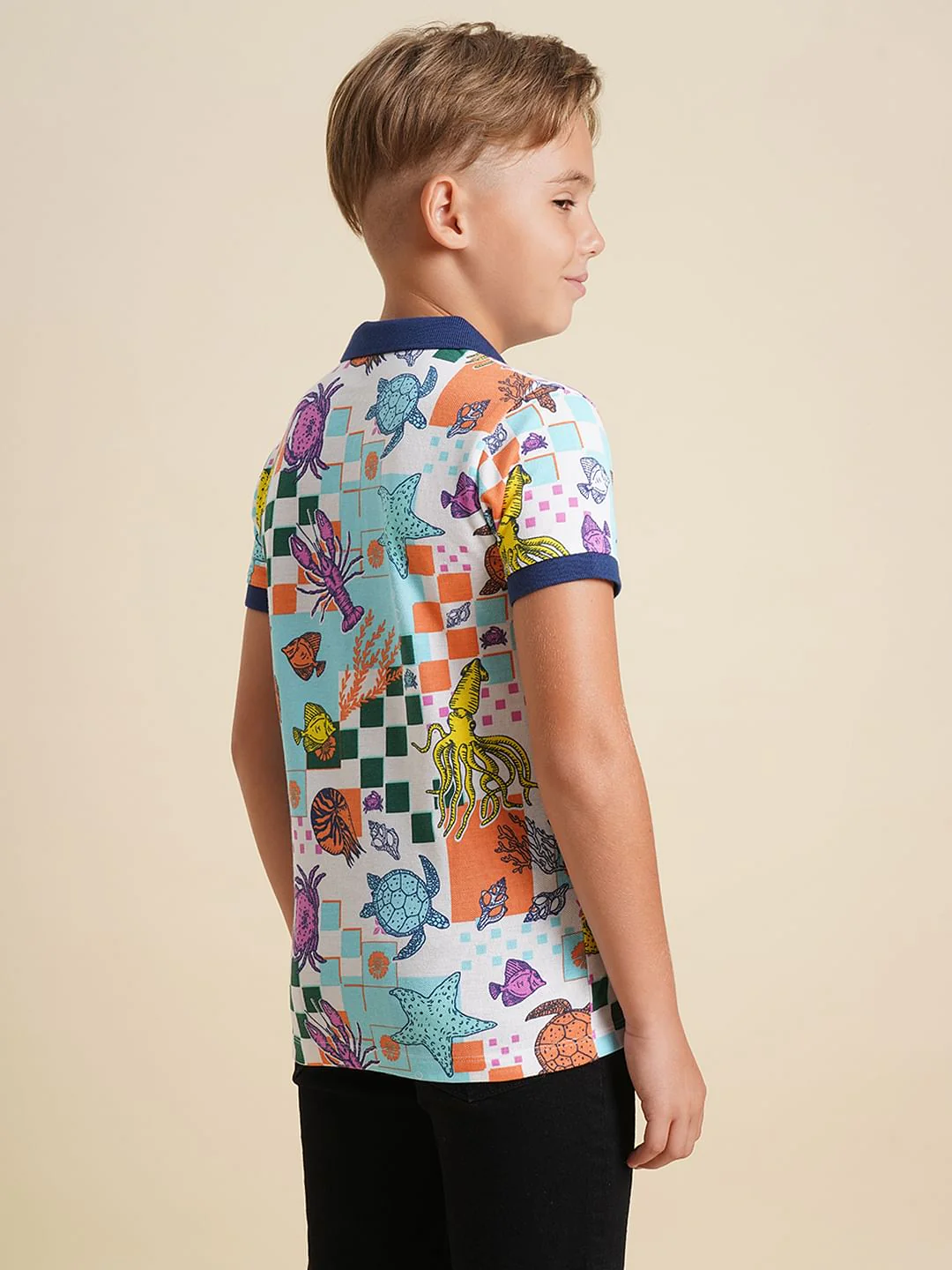 Boys Blue Underwater Print Polo - Image 4