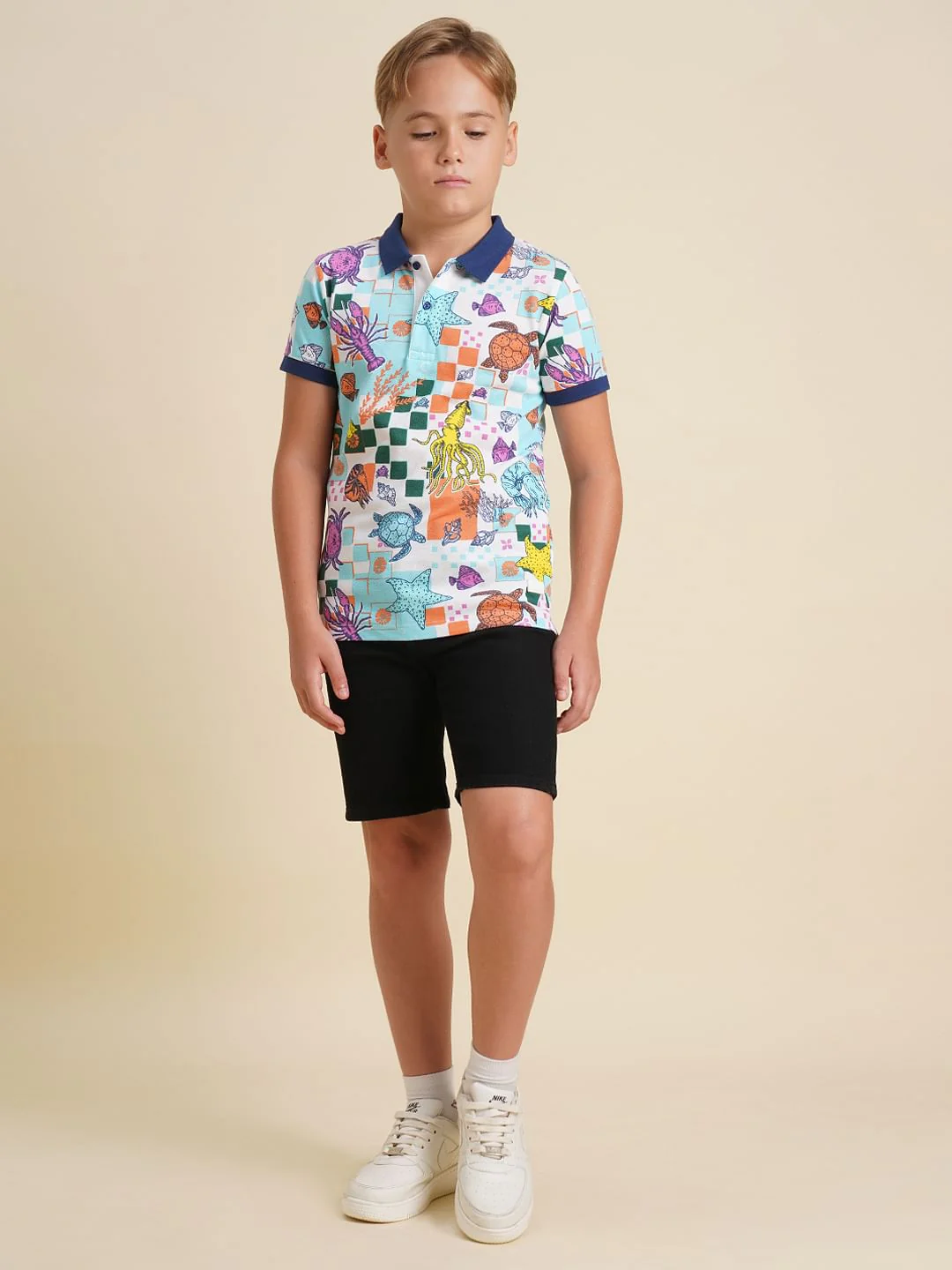 Boys Blue Underwater Print Polo - Image 5
