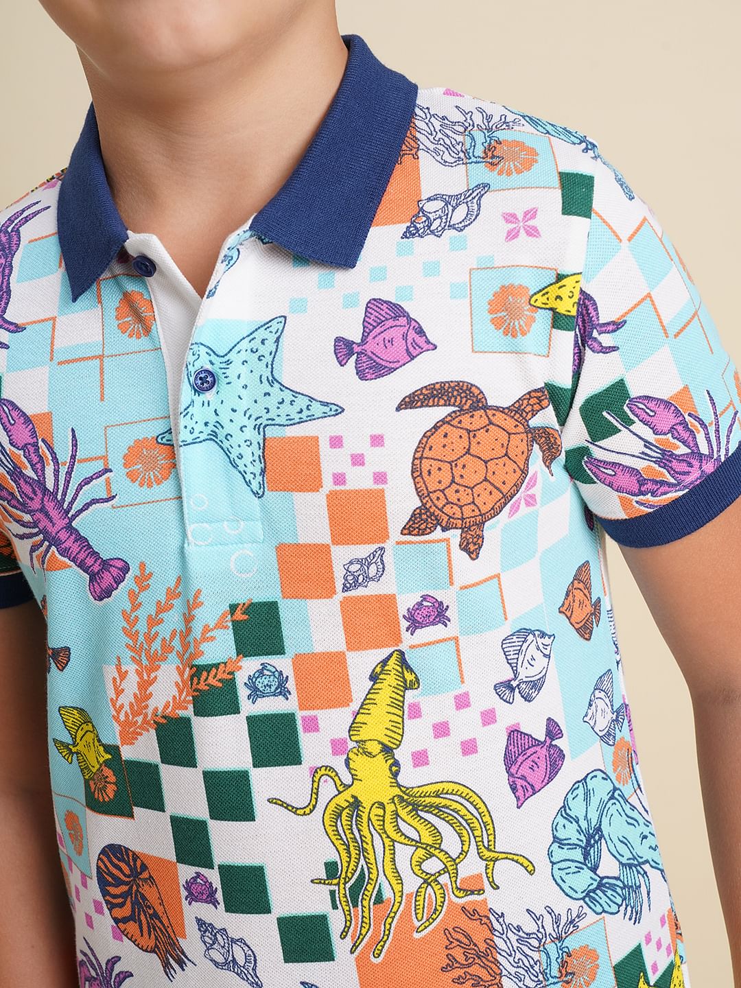 Boys Blue Underwater Print Polo - Image 6