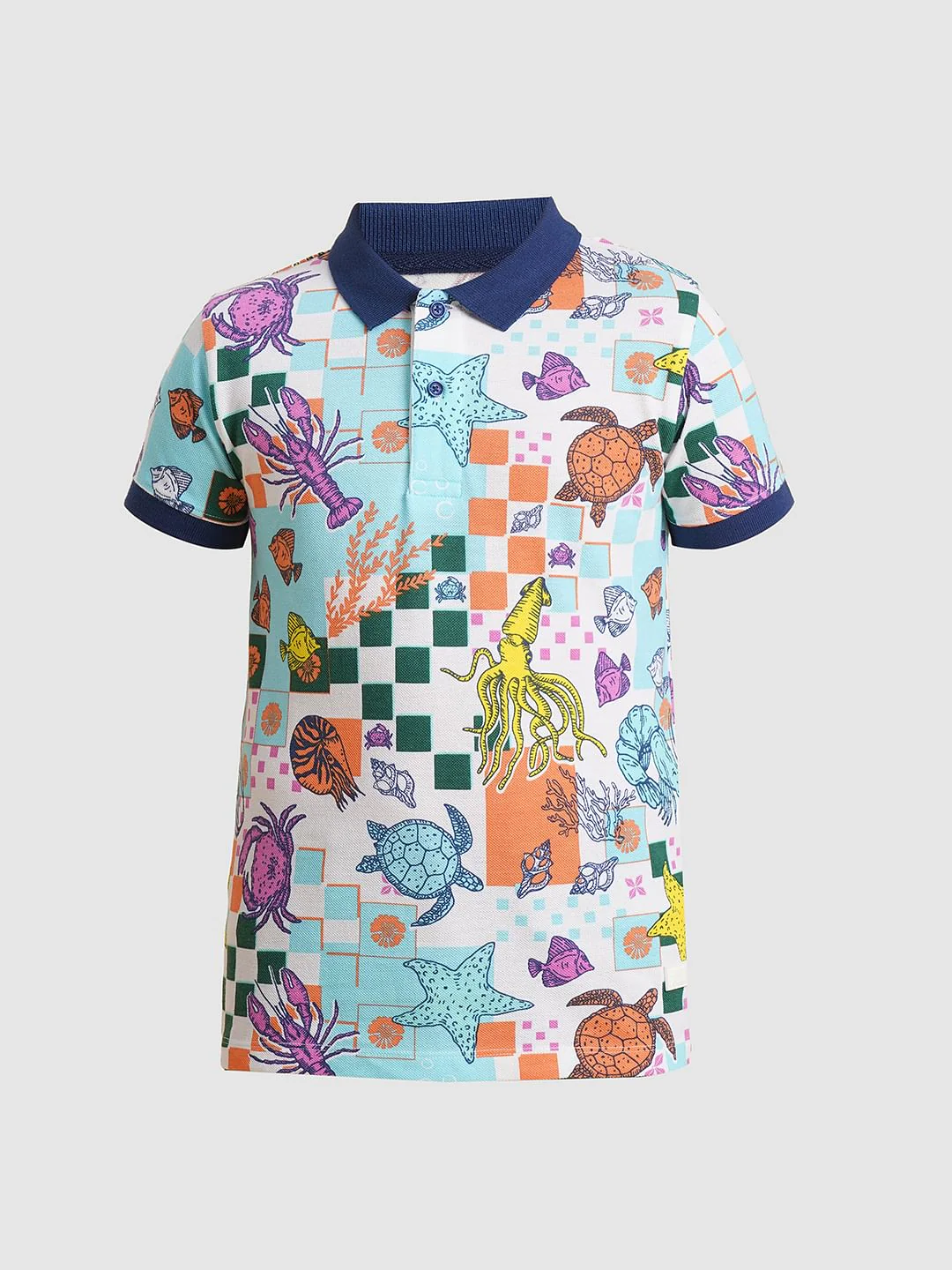 Boys Blue Underwater Print Polo - Image 7