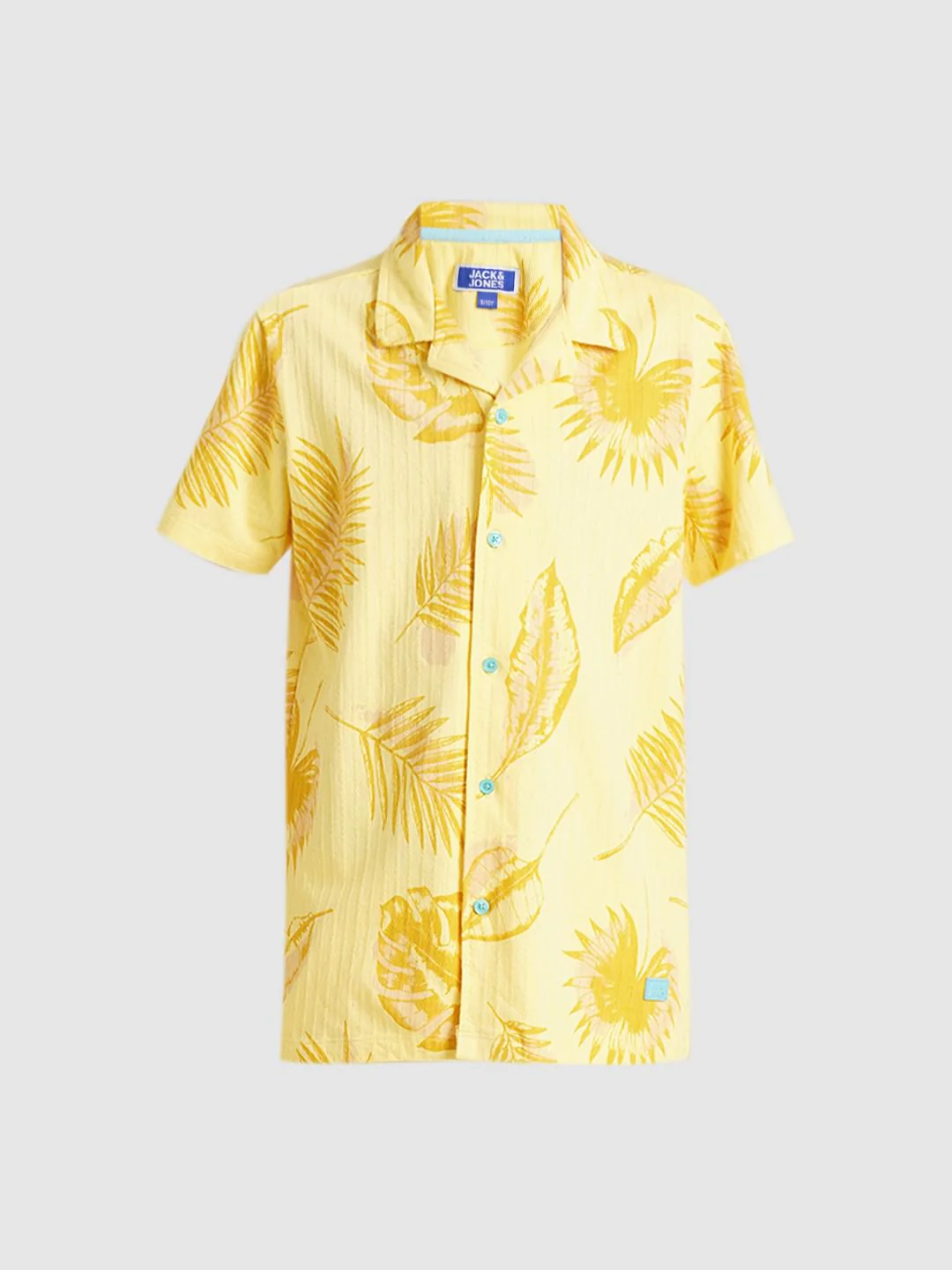 Boys Yellow Printed Dobby Knit Shirt - Image 7