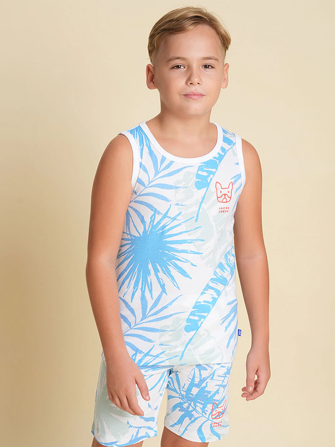 Boys Blue Tropical Print T-shirt - Image 2