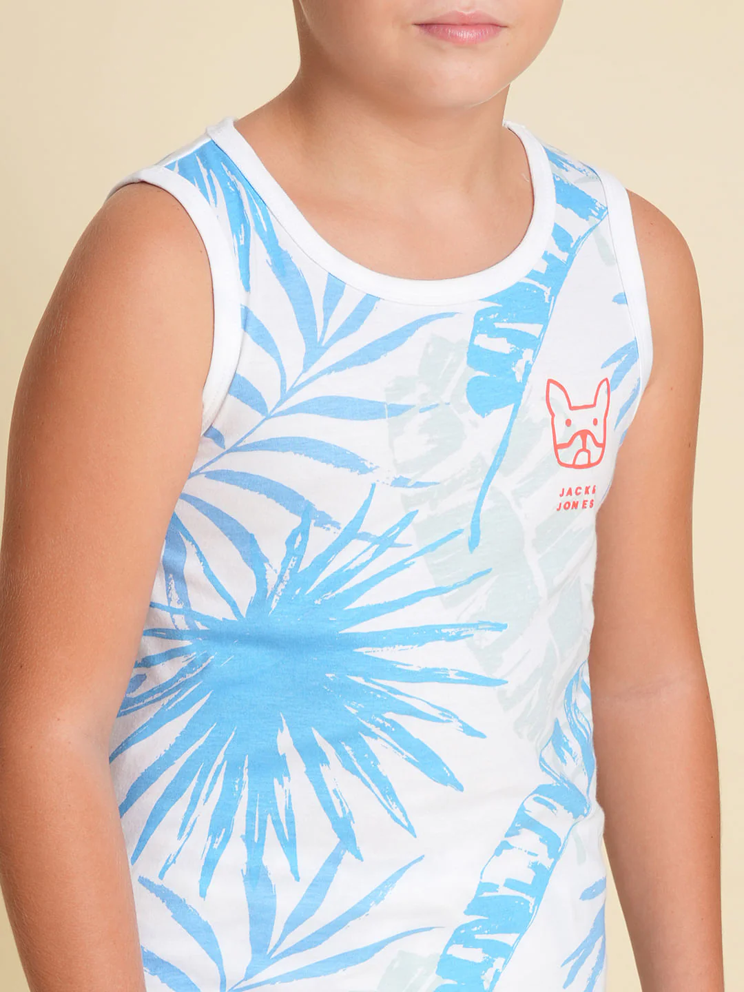 Boys Blue Tropical Print T-shirt - Image 6