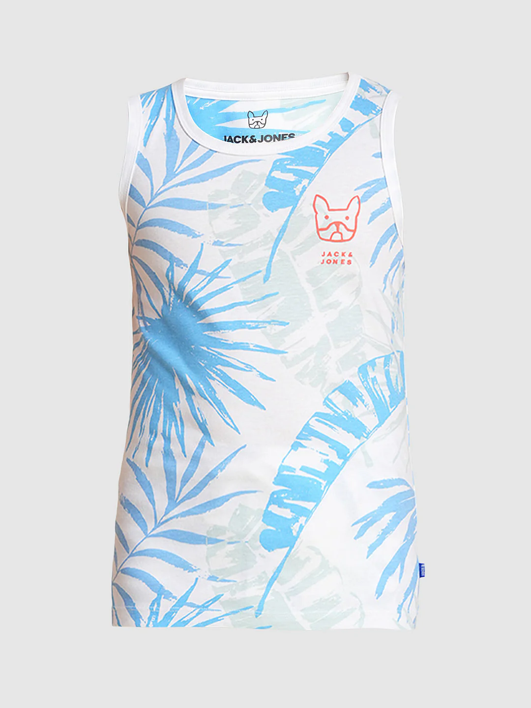 Boys Blue Tropical Print T-shirt - Image 7