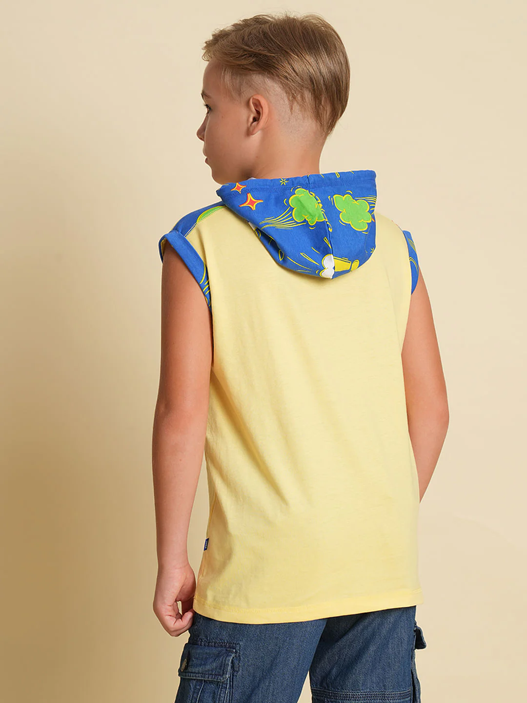 Boys Yellow Hooded Sleeveless T-shirt - Image 4