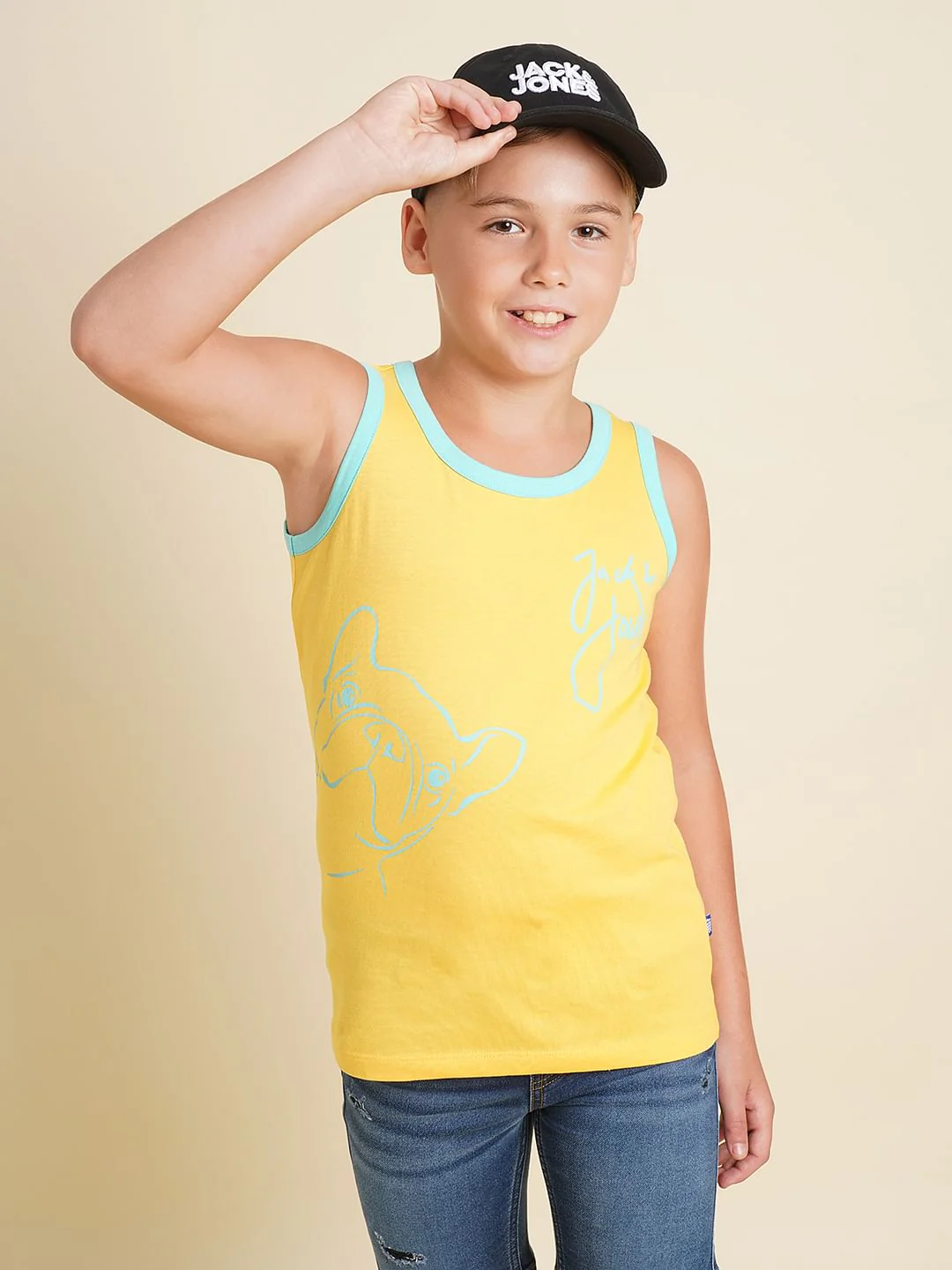 Boys Yellow Doggo Print T-shirt
