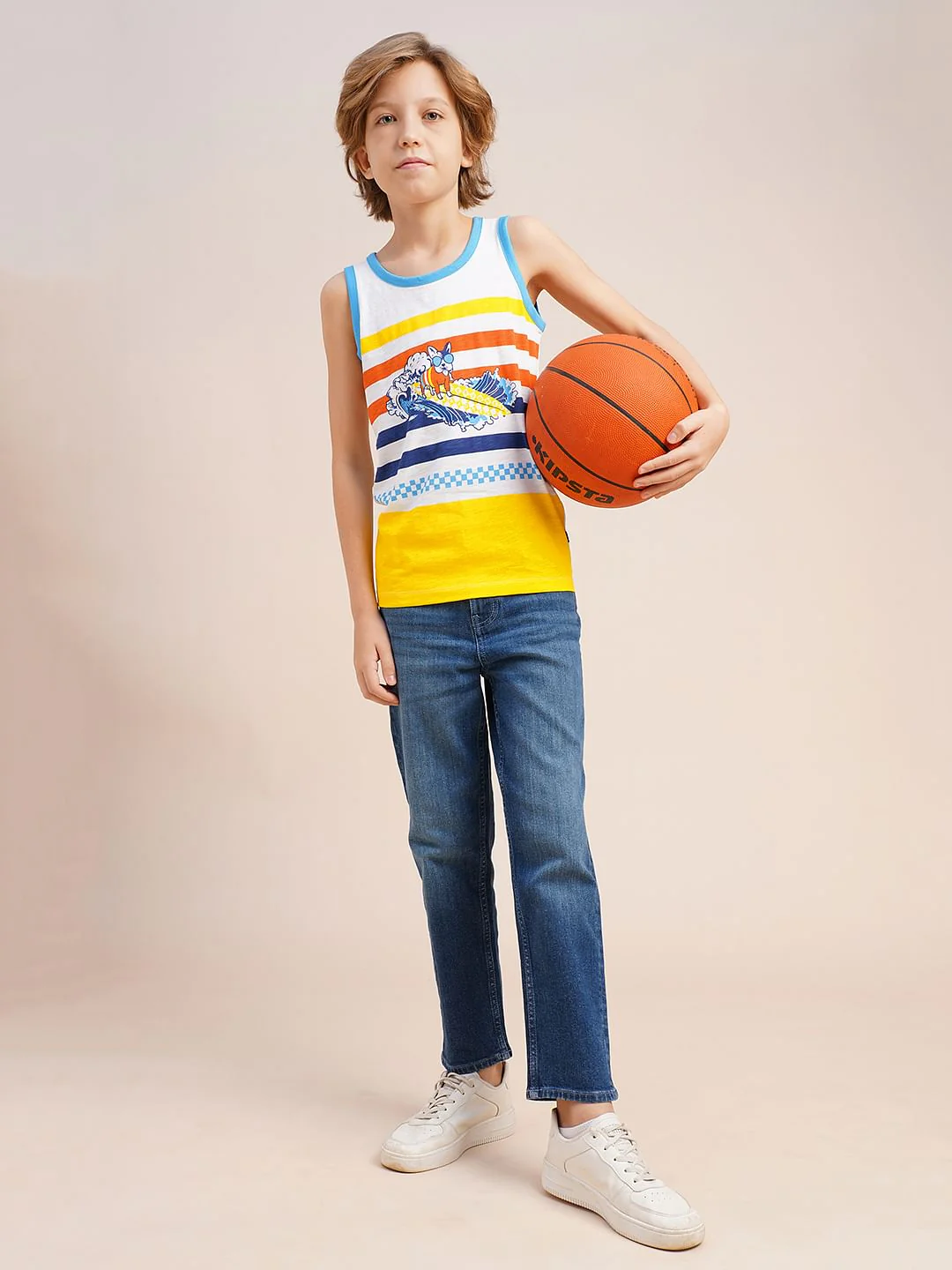 Boys White Colourblocked T-shirt Vest