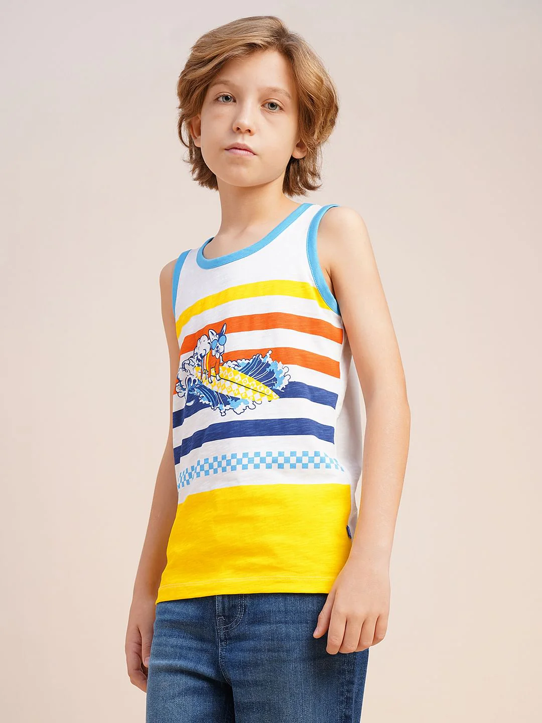 Boys White Colourblocked T-shirt Vest - Image 3