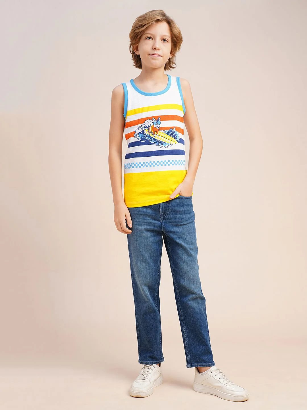 Boys White Colourblocked T-shirt Vest - Image 5