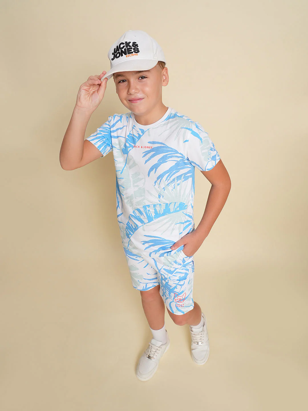 Boys Blue Tropical Print Co-ord Set T-Shirt