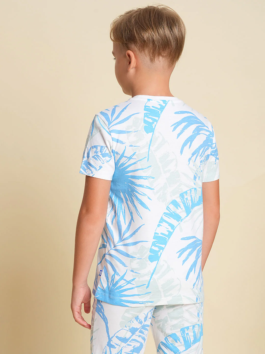Boys Blue Tropical Print Co-ord Set T-Shirt - Image 4