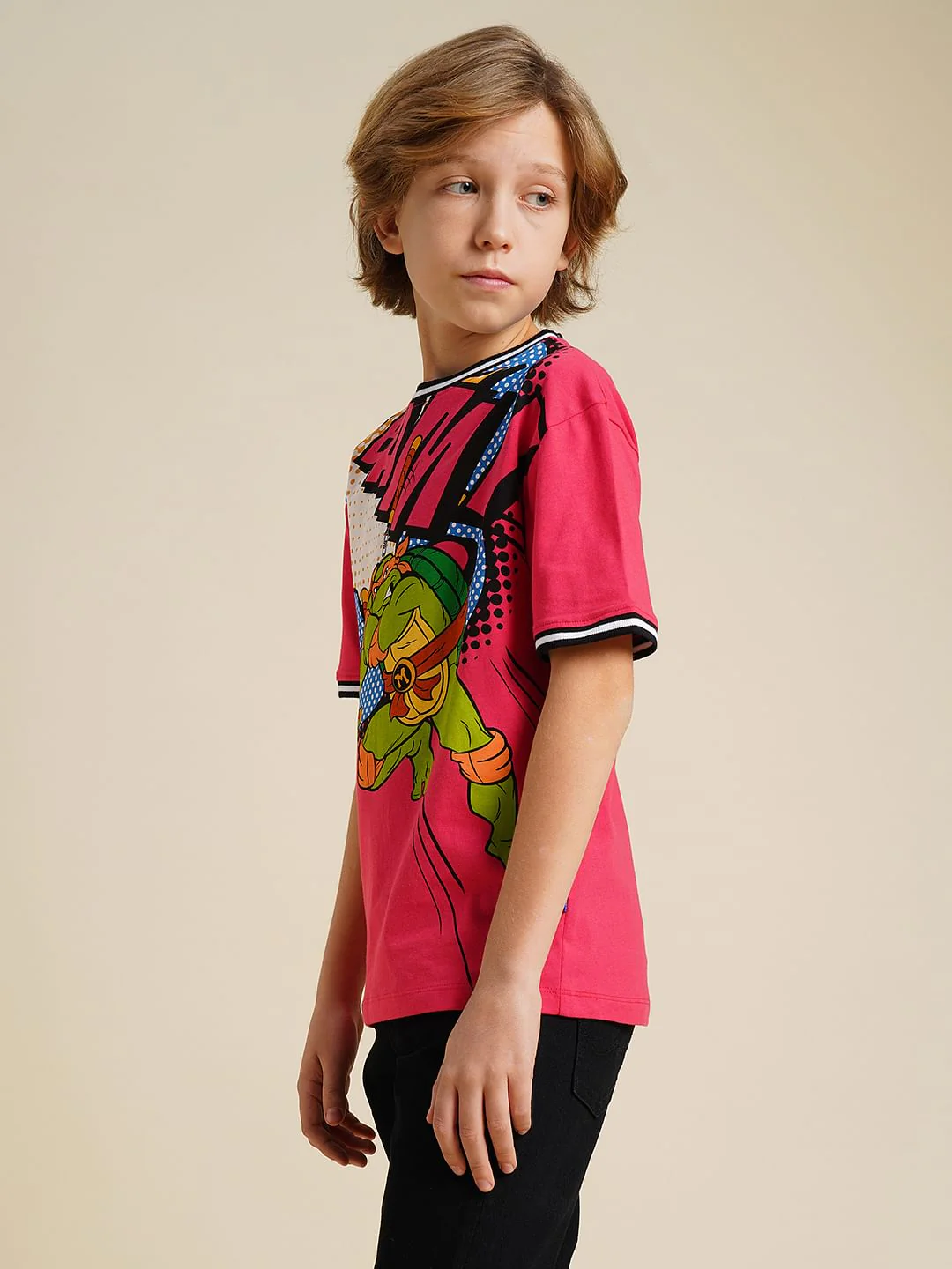 Boys Red Ninja Turtles Print T-shirt - Image 3