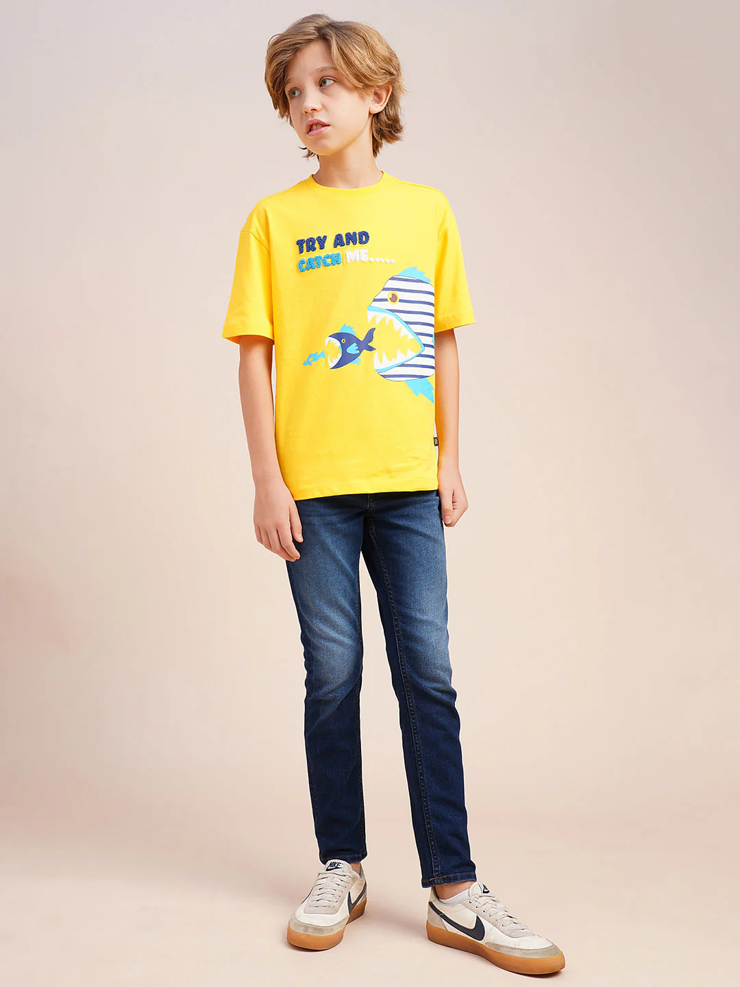 Boys Yellow Printed Cotton T-shirt - Image 5