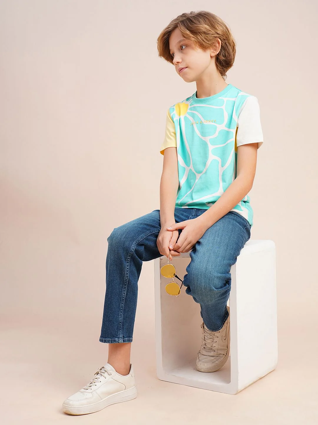 Boys Blue Graphic Print Cotton T-shirt