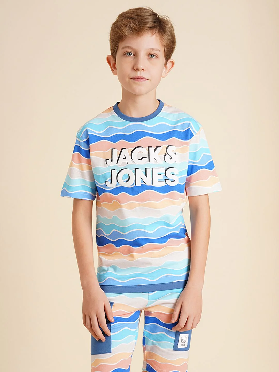 Boys Blue Printed Co-ord Set T-shirt - Image 2