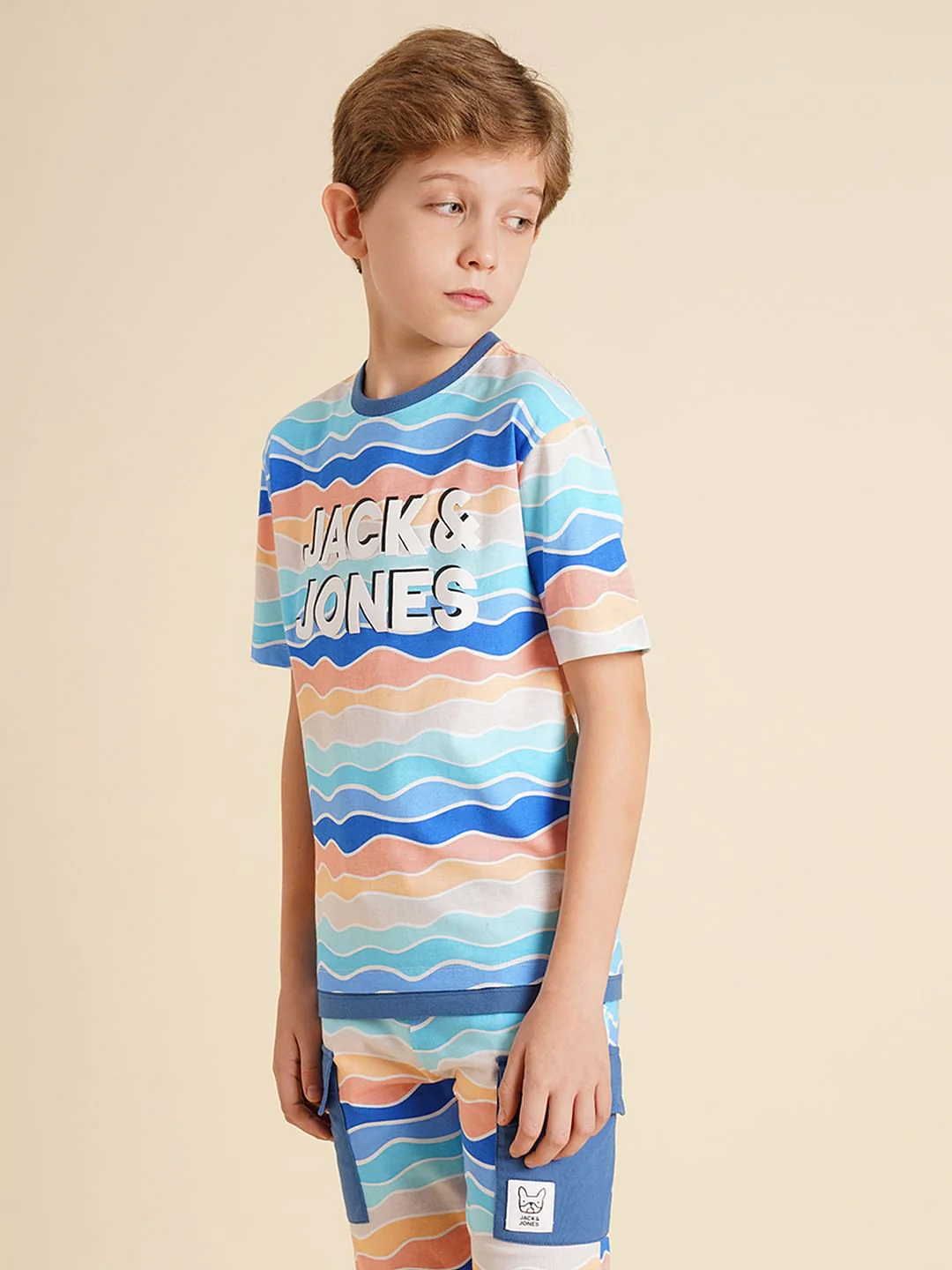 Boys Blue Printed Co-ord Set T-shirt - Image 3