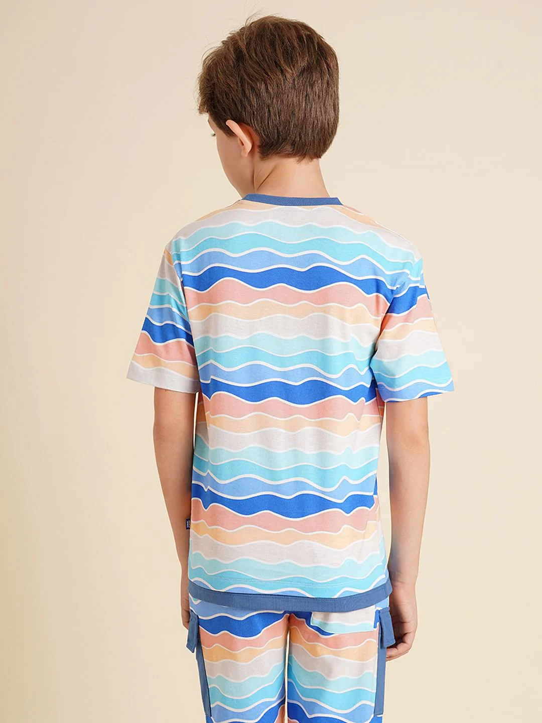 Boys Blue Printed Co-ord Set T-shirt - Image 4