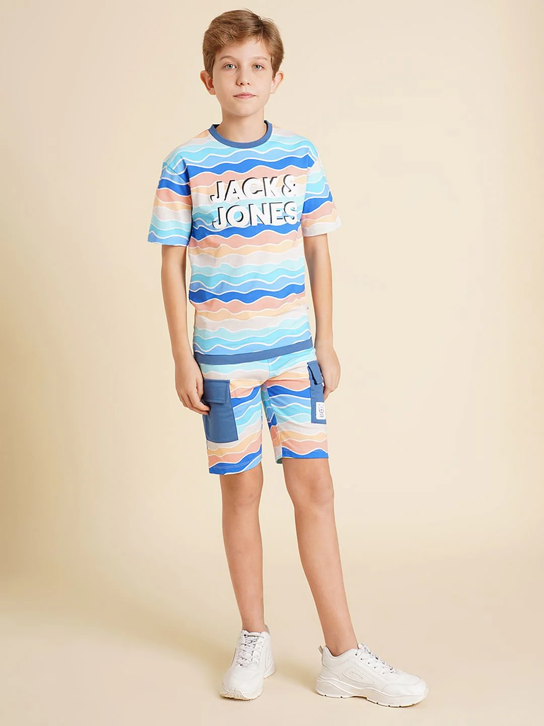 Boys Blue Printed Co-ord Set T-shirt - Image 5