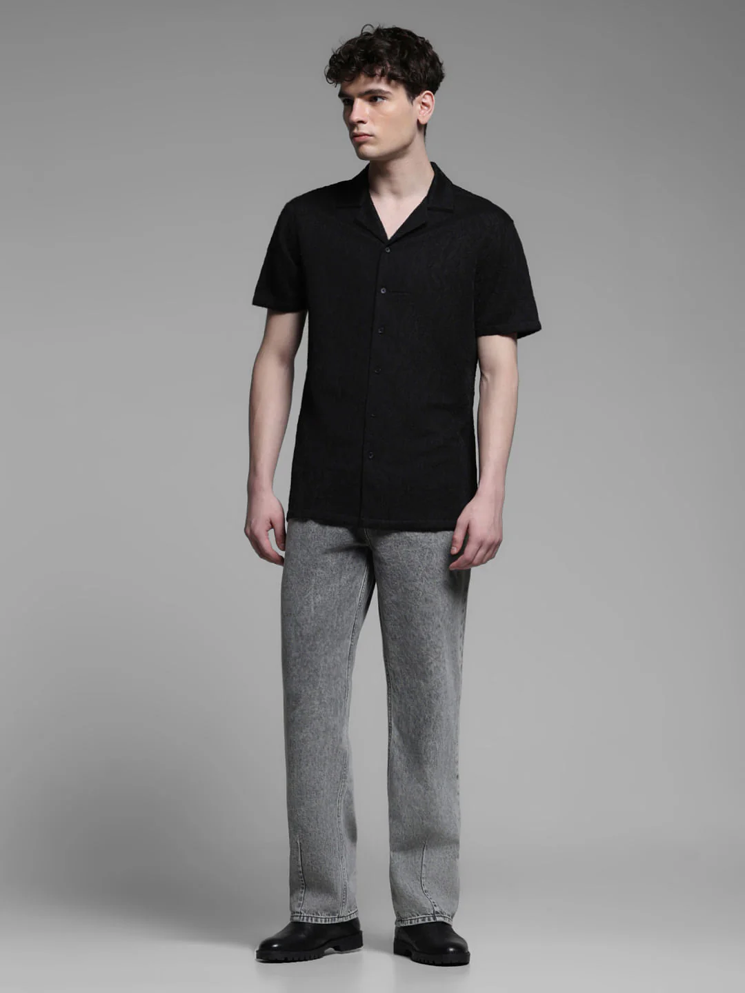 BLACK RESORT COLLAR SHIRT - Image 6