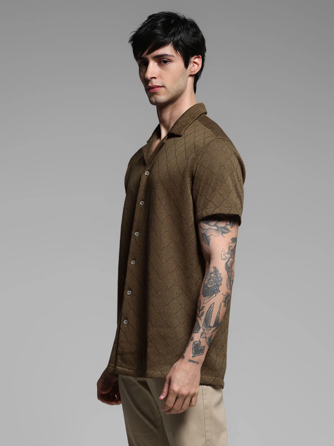 Dark Brown Resort Collar Shirt - Image 3