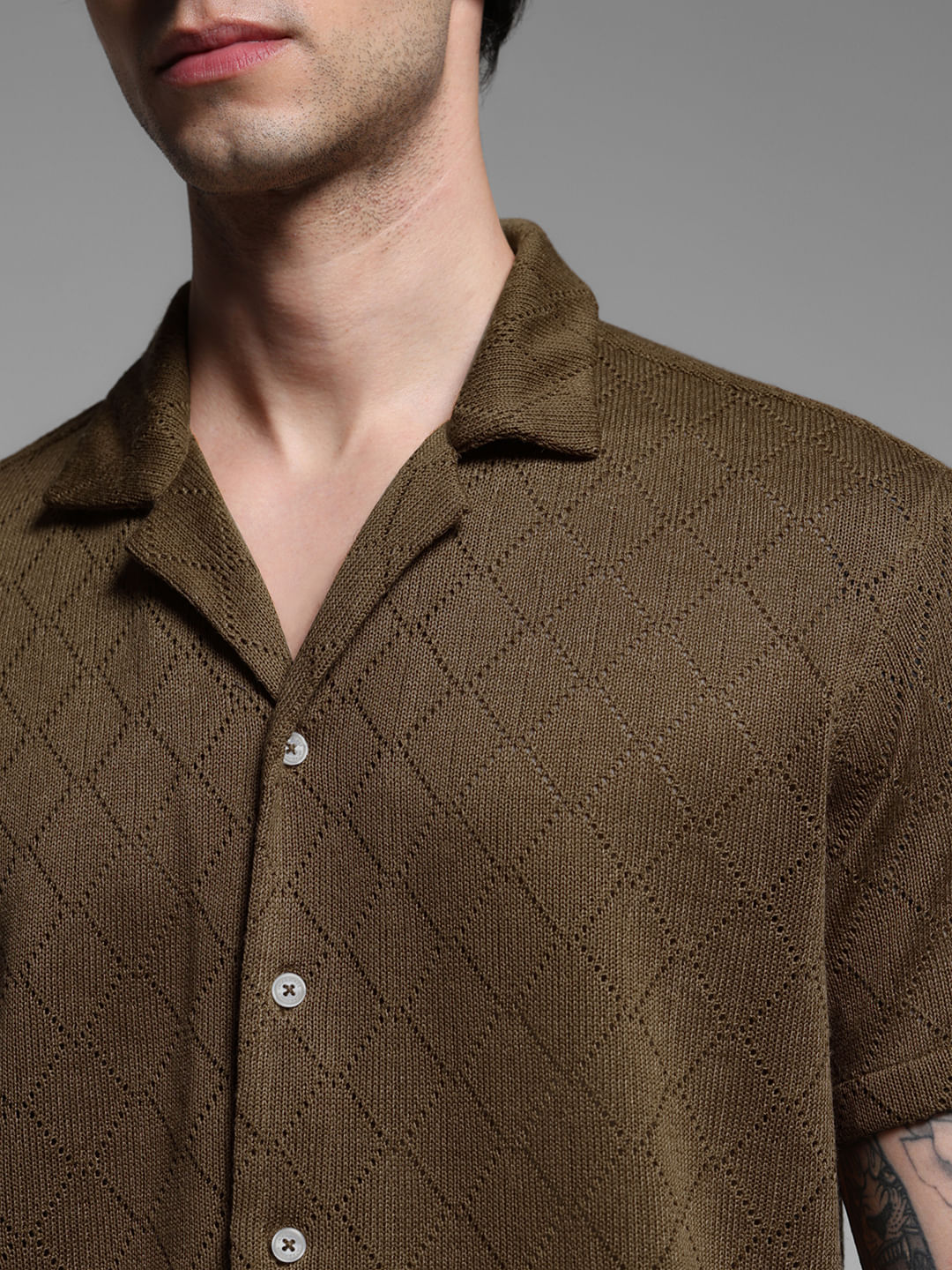 Dark Brown Resort Collar Shirt - Image 5