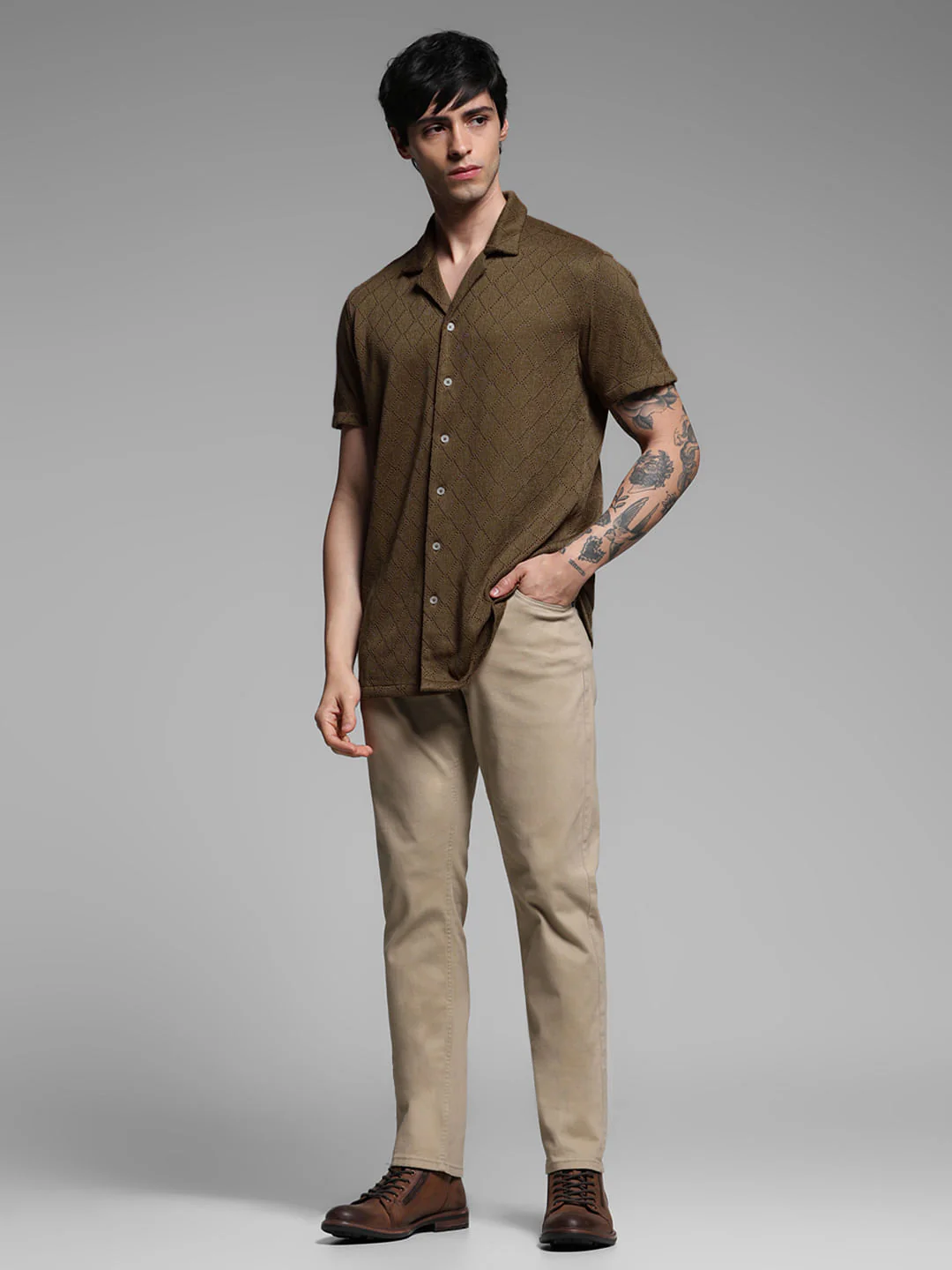 Dark Brown Resort Collar Shirt - Image 6