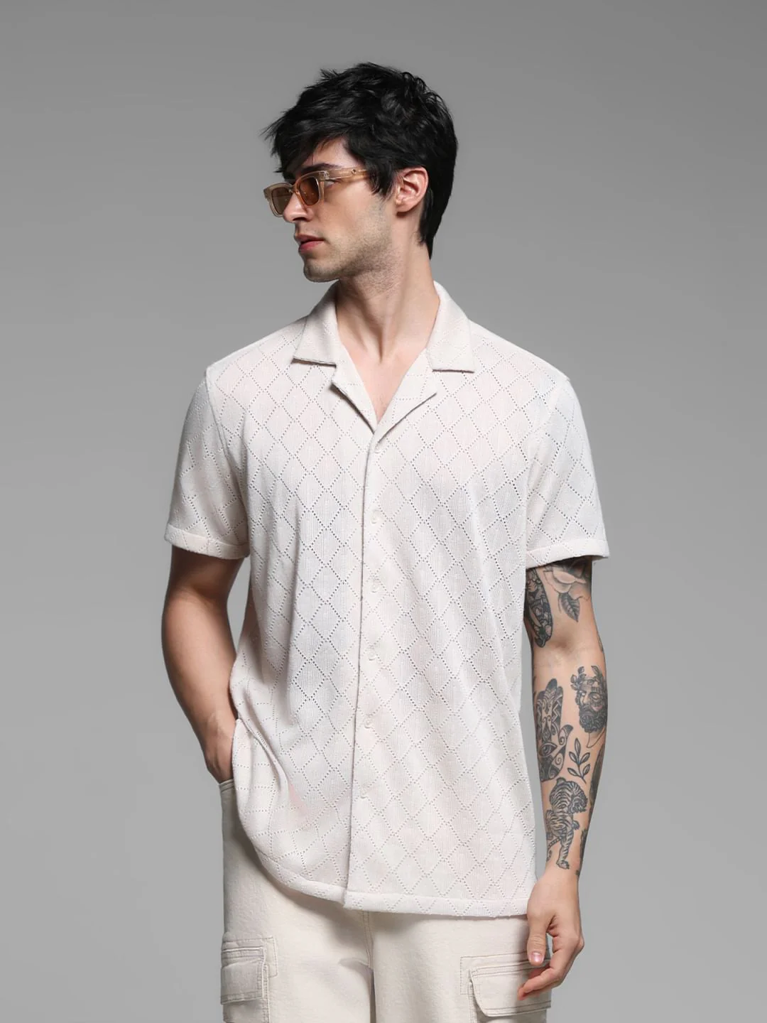 Light Brown Resort Collar Shirt