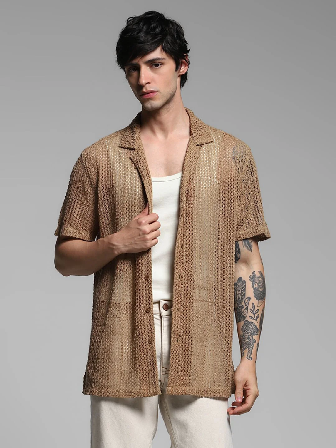 Brown Sheer Overshirt - Image 2