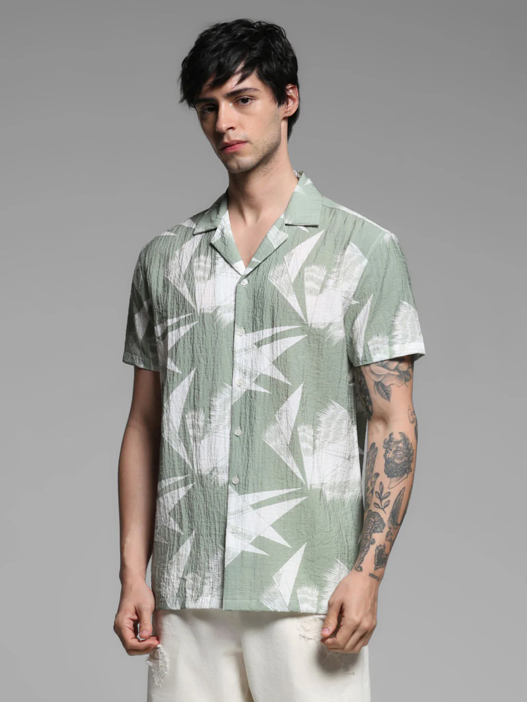 Green Printed Lyocell Shirt - Image 2