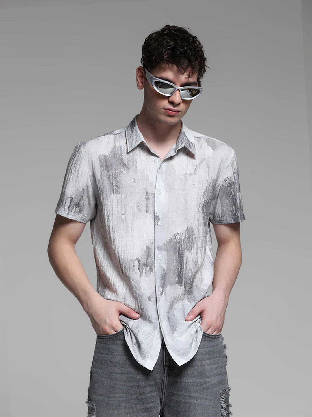 GREY PRINTED SHIRT