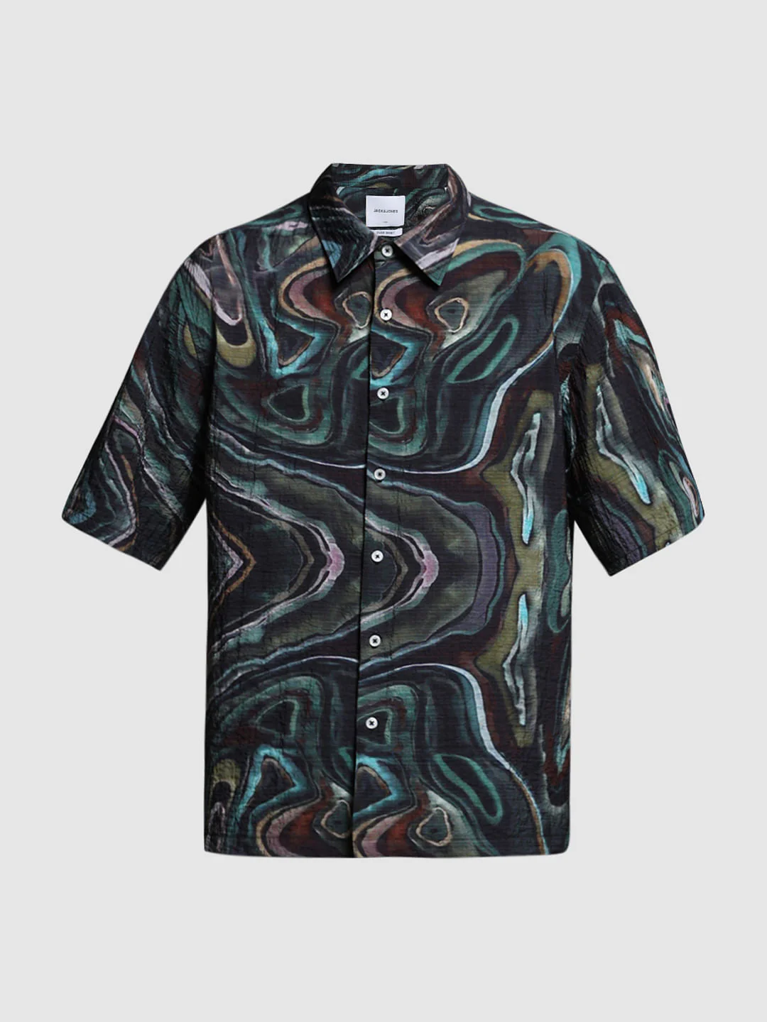 Black Printed Lyocell Oversized Shirt - Image 7