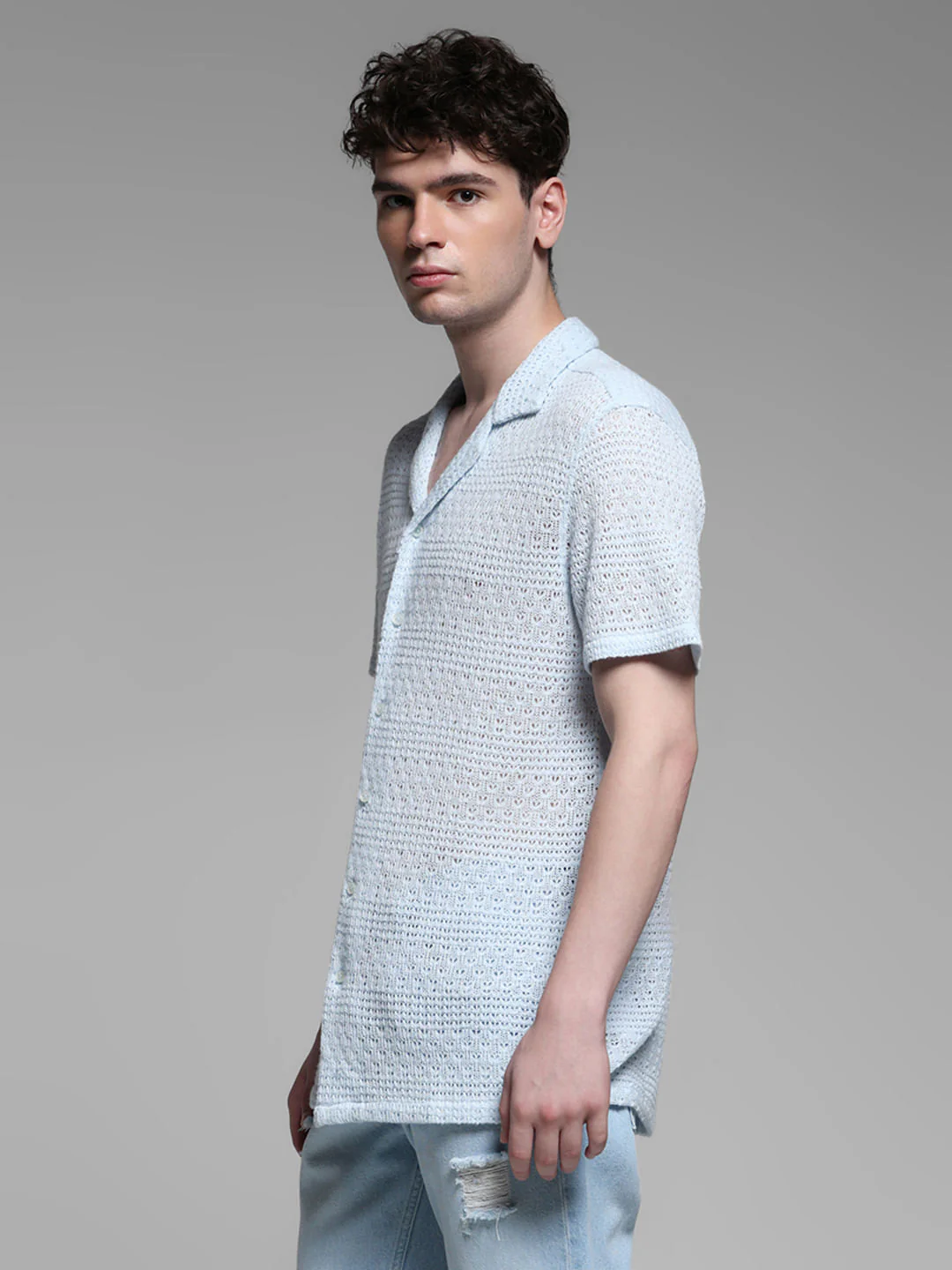 BLUE RESORT COLLAR SHIRT - Image 3