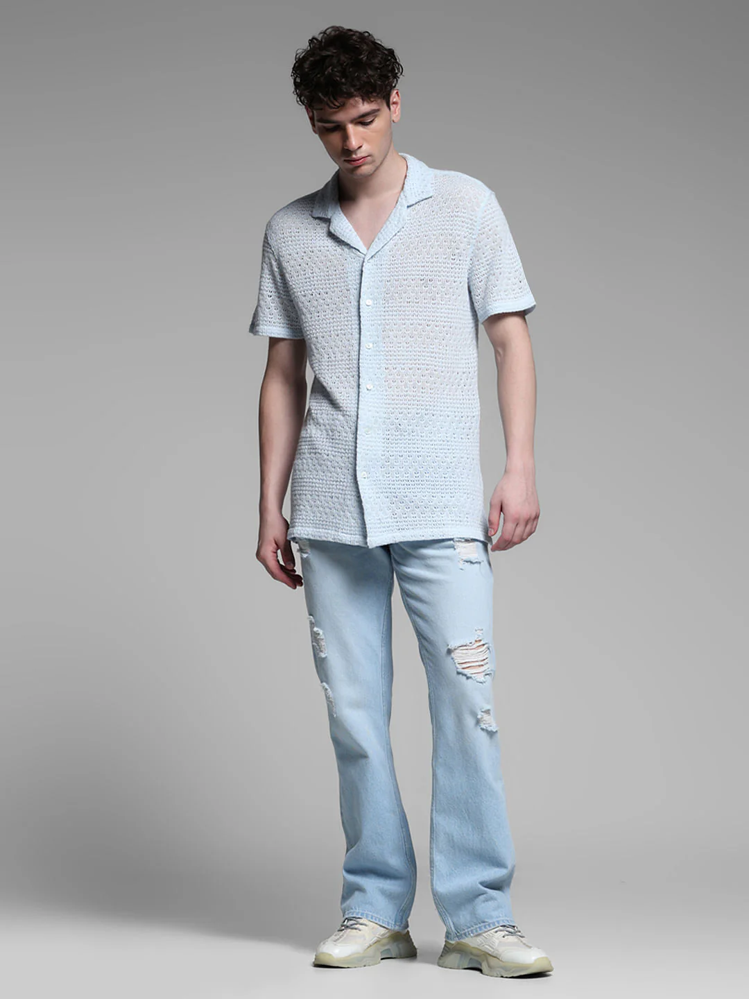 BLUE RESORT COLLAR SHIRT - Image 6