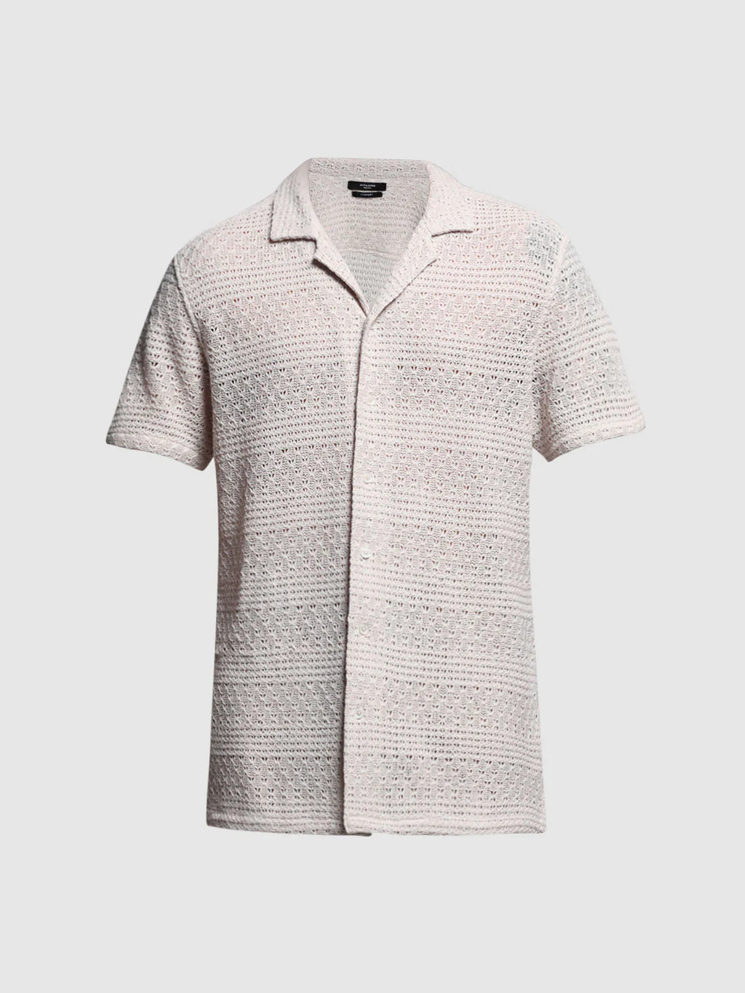 Beige Textured Resort Collar Shirt - Image 7