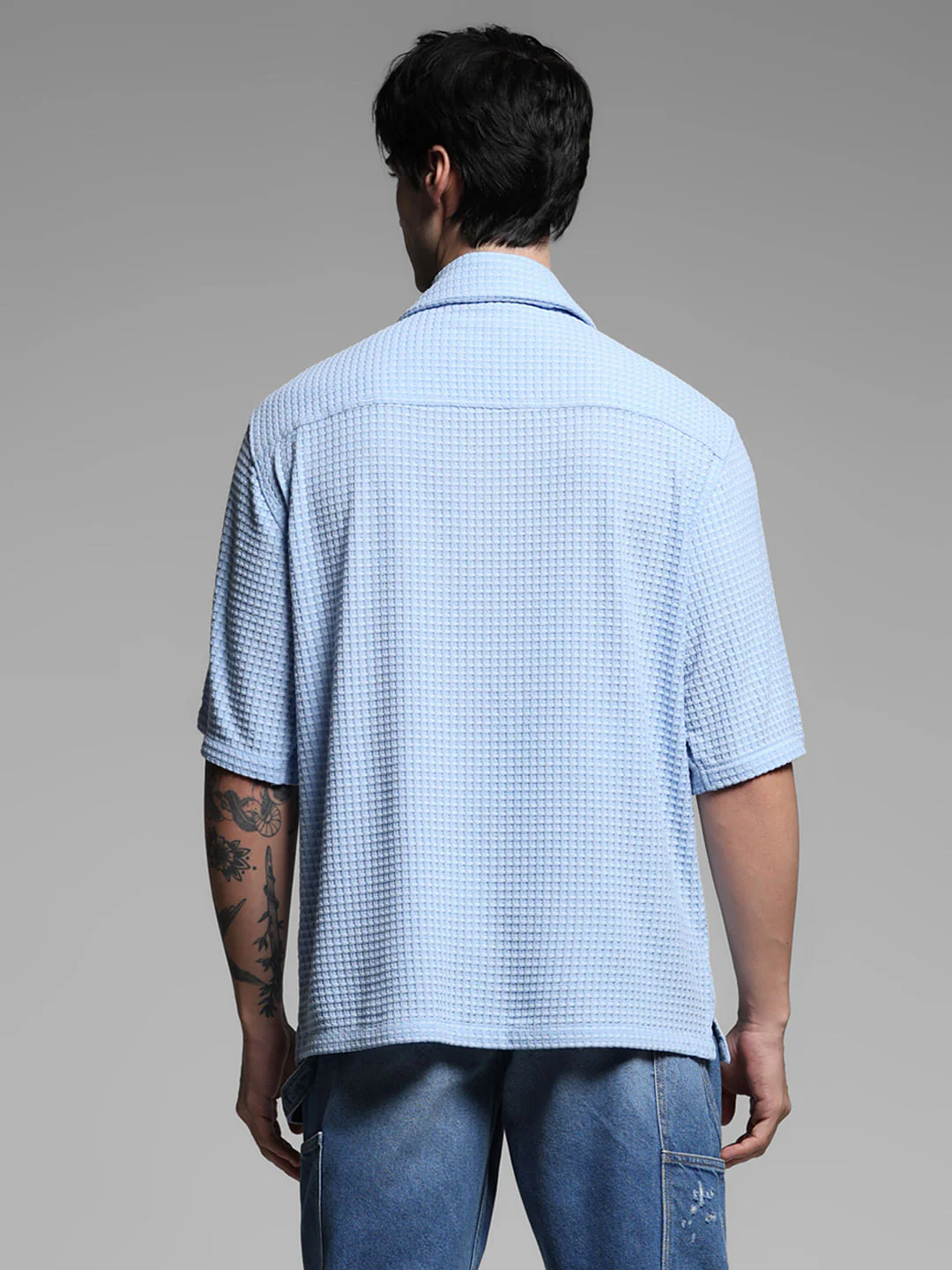Blue Oversized Short Sleeves Shirt - Image 4