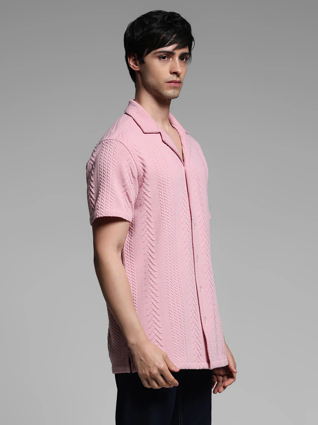 Lilac Textured Short Sleeves Shirt - Image 3