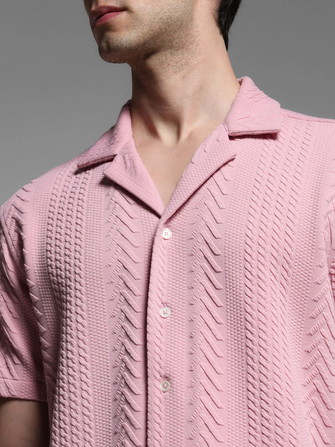 Lilac Textured Short Sleeves Shirt - Image 5