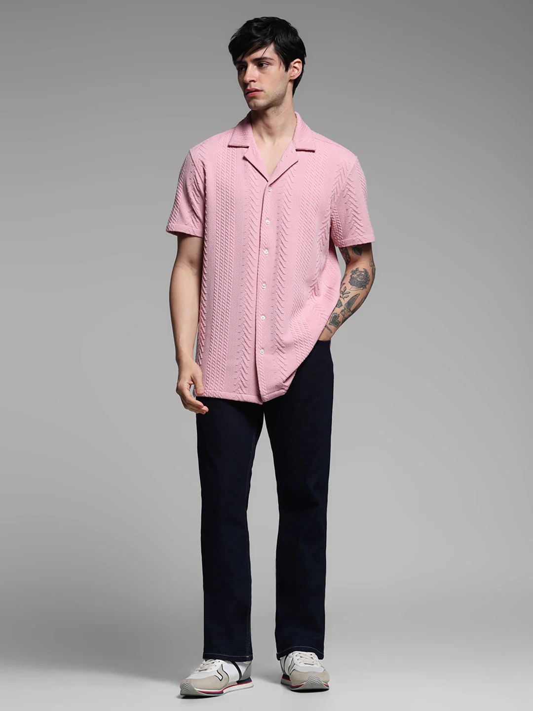 Lilac Textured Short Sleeves Shirt - Image 6