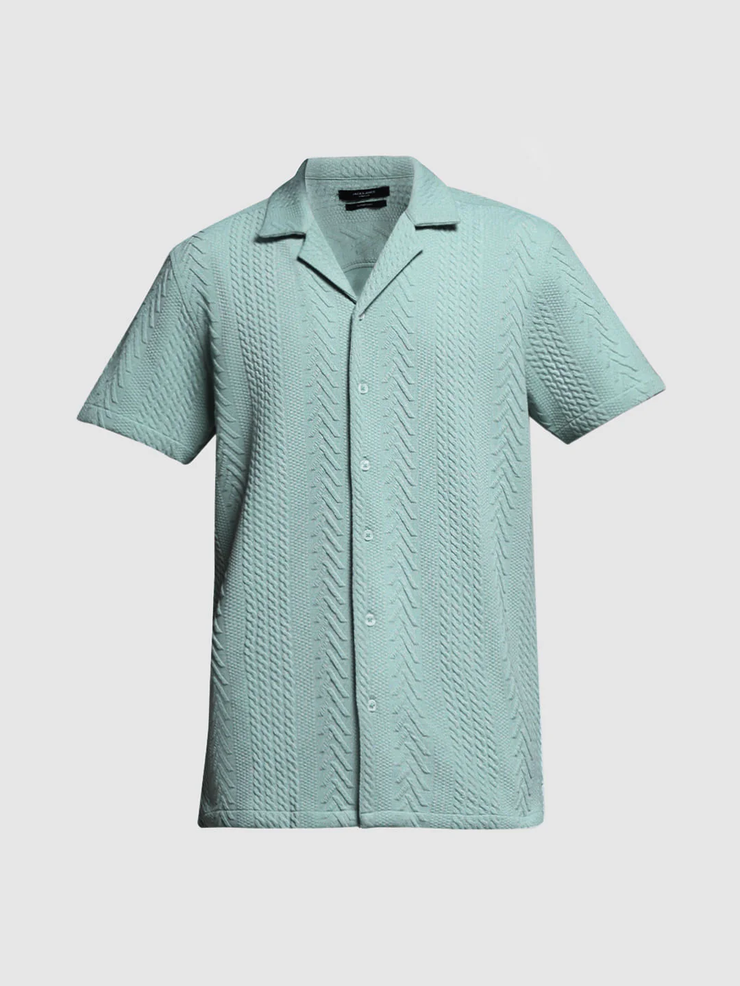 Green Textured Short Sleeves Shirt - Image 7