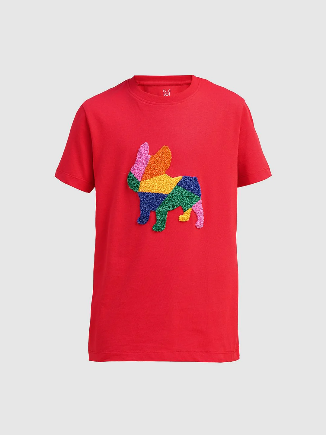 Boys Red Embroidered Doggo Print T-shirt - Image 7