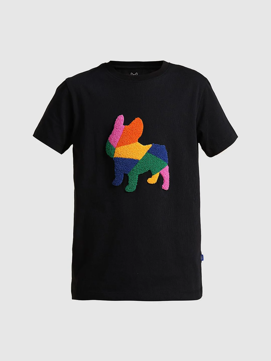 Boys Black Embroidered Doggo Print T-shirt - Image 7
