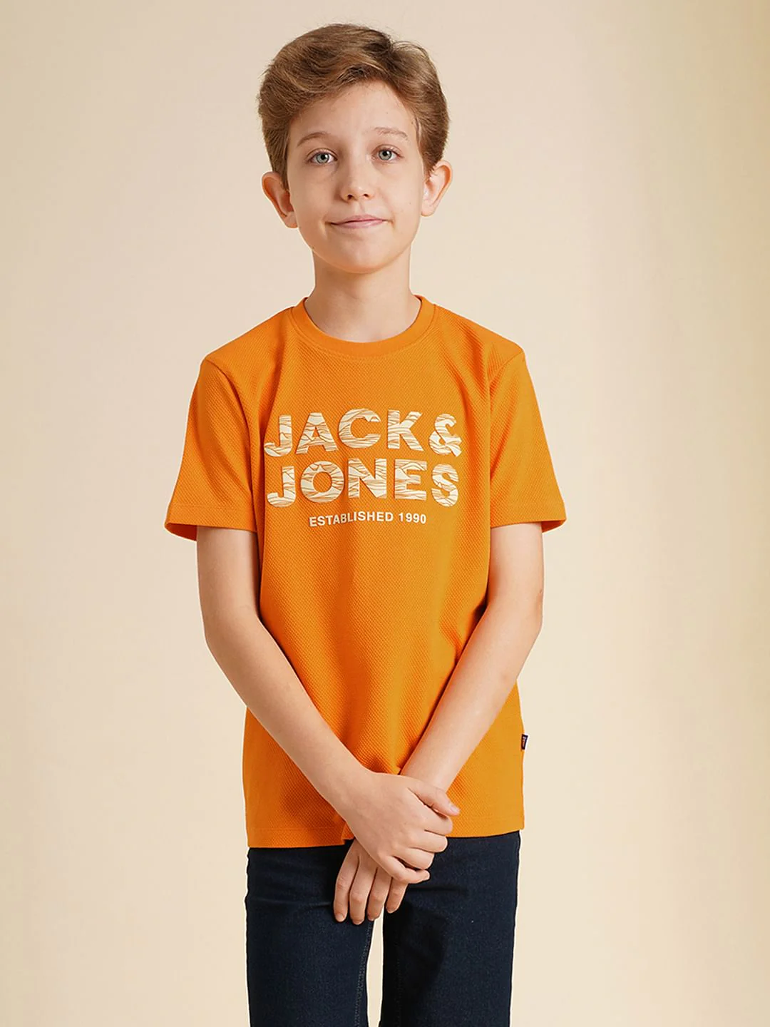 Boys Orange Logo Print T-shirt - Image 2