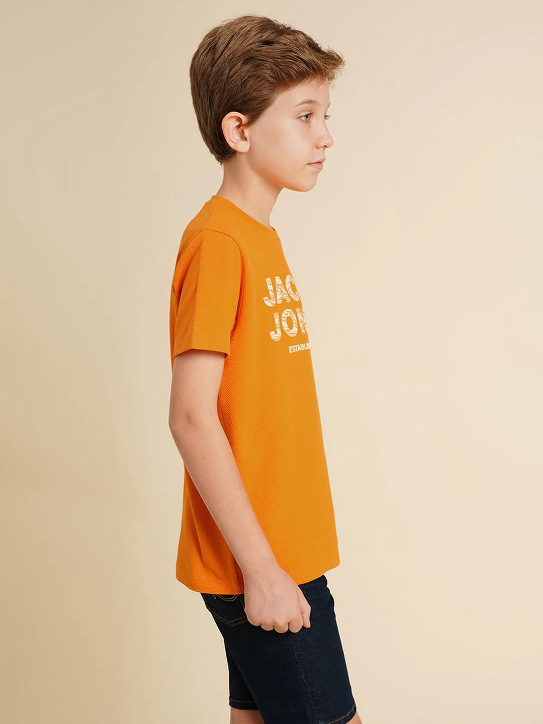Boys Orange Logo Print T-shirt - Image 3
