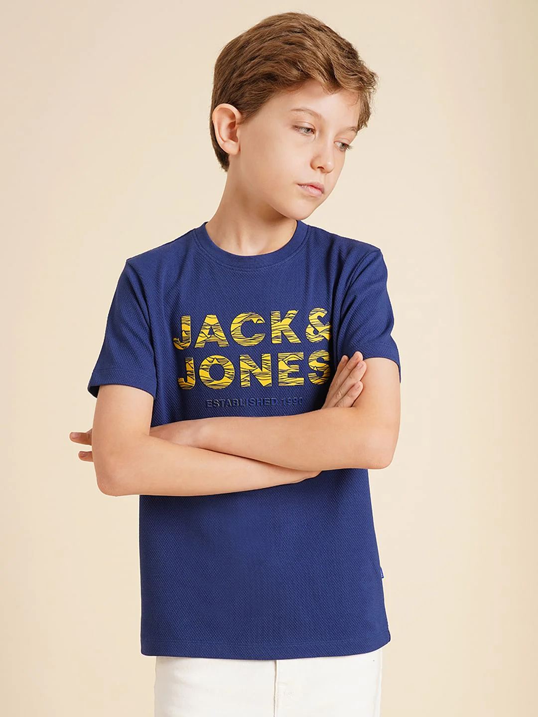 Boys Dark Blue Logo Print T-shirt - Image 2