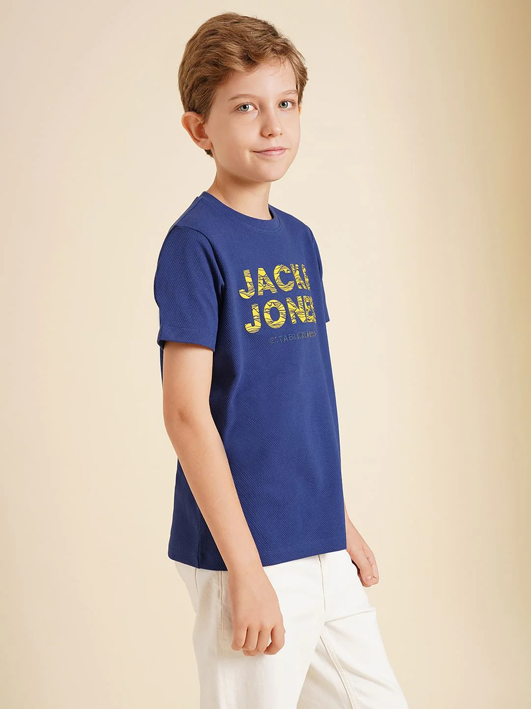 Boys Dark Blue Logo Print T-shirt - Image 3