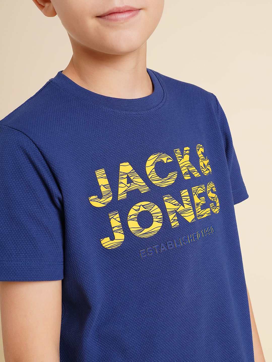 Boys Dark Blue Logo Print T-shirt - Image 6