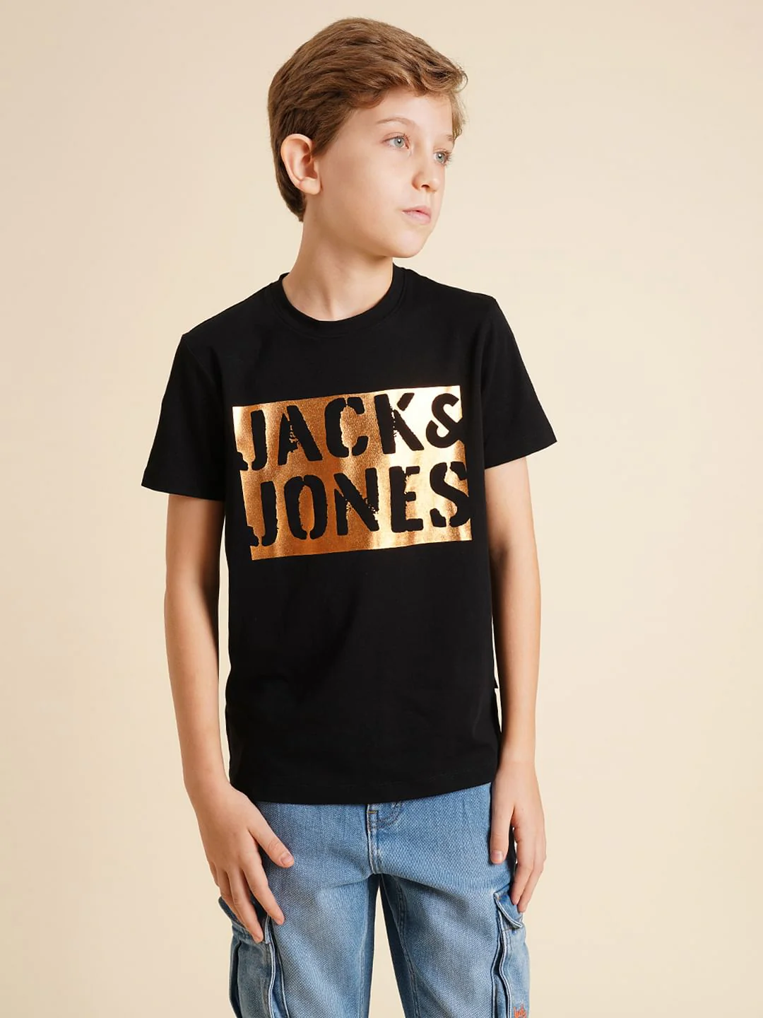 Boys Black Foil Logo Print T-shirt - Image 2